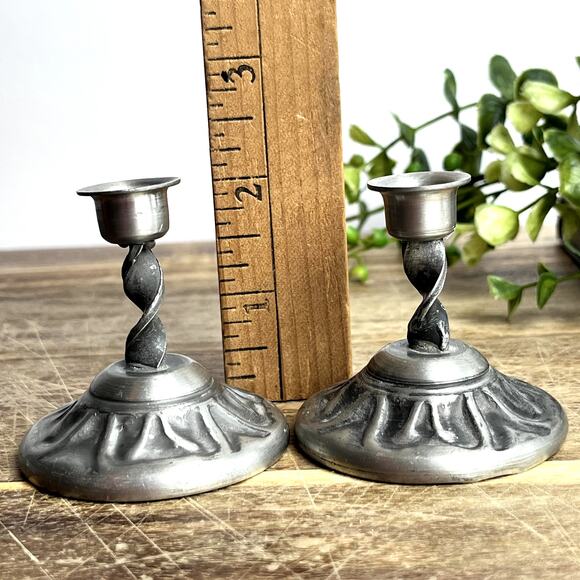 Vintage Miniature Pewter Candlestick Holders Set of 2 Norway 2.25\